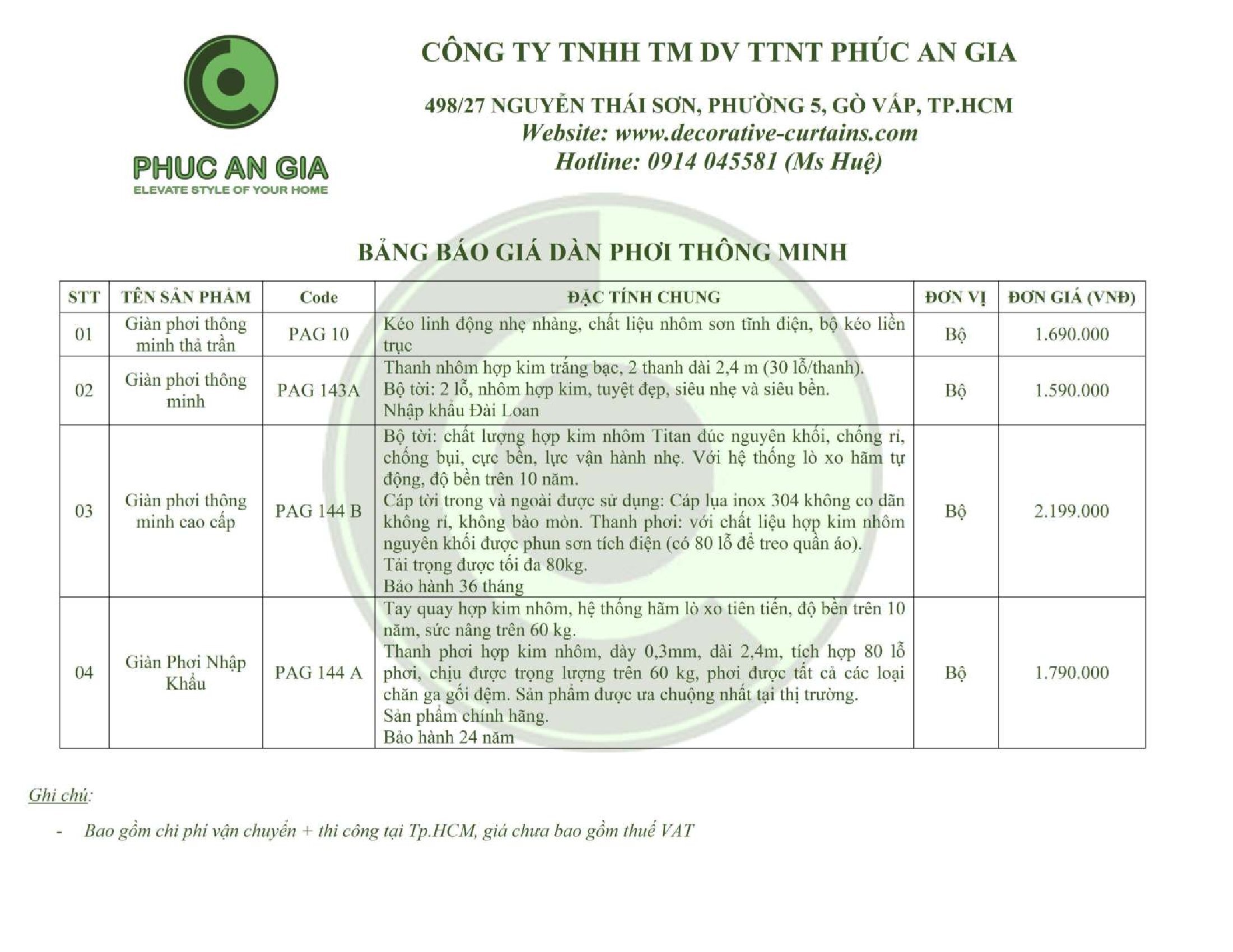 B&aacute;o Gi&aacute; Gi&agrave;n Phơi Th&ocirc;ng Minh